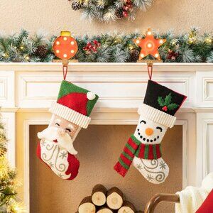 20.5"L Santa & Snowman Hooked Christmas Stocking